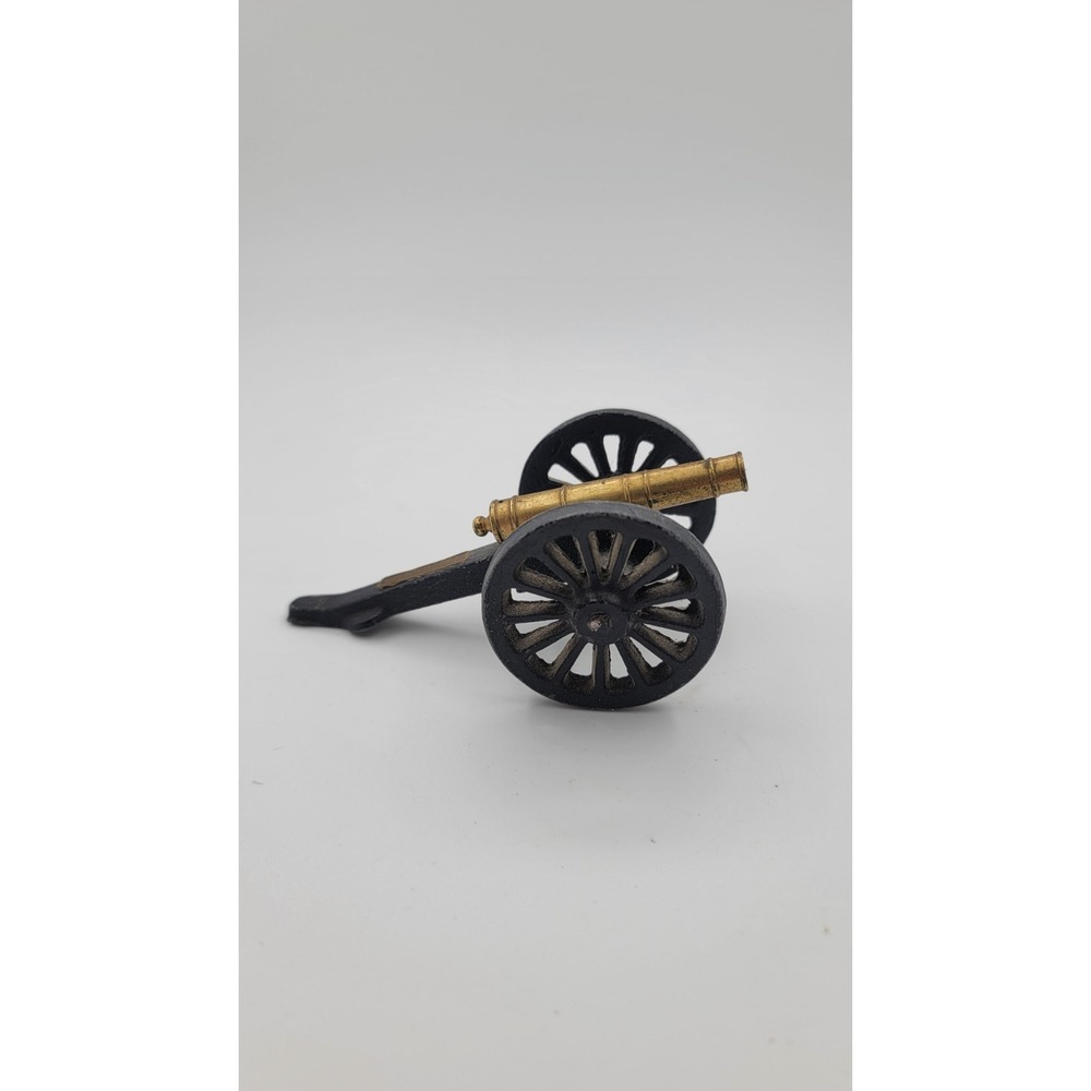 Vintage Small Cast Iron Cannon Brass Barrel Civil War Style Fort Pulaski GA
